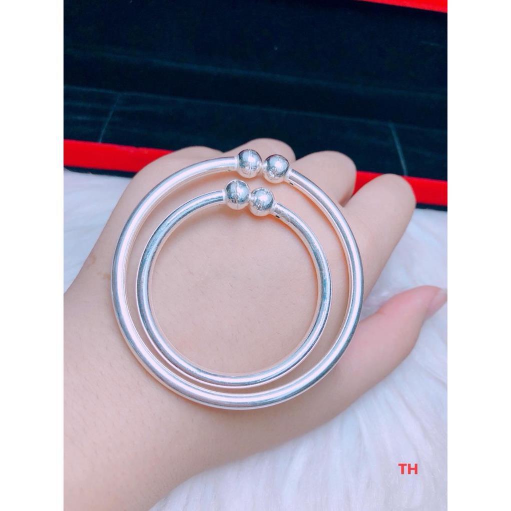 Lắc tay nữ hở lắc trơn có size cho mẹ và bé chất liệu bạc ta cao cấp sáng đẹp
