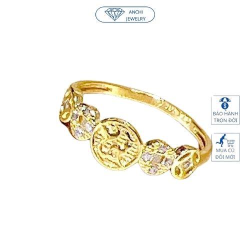 Nhẫn kim tiền nữ chữ Tài-Lộc vàng may mắn, nhẫn phong thủy