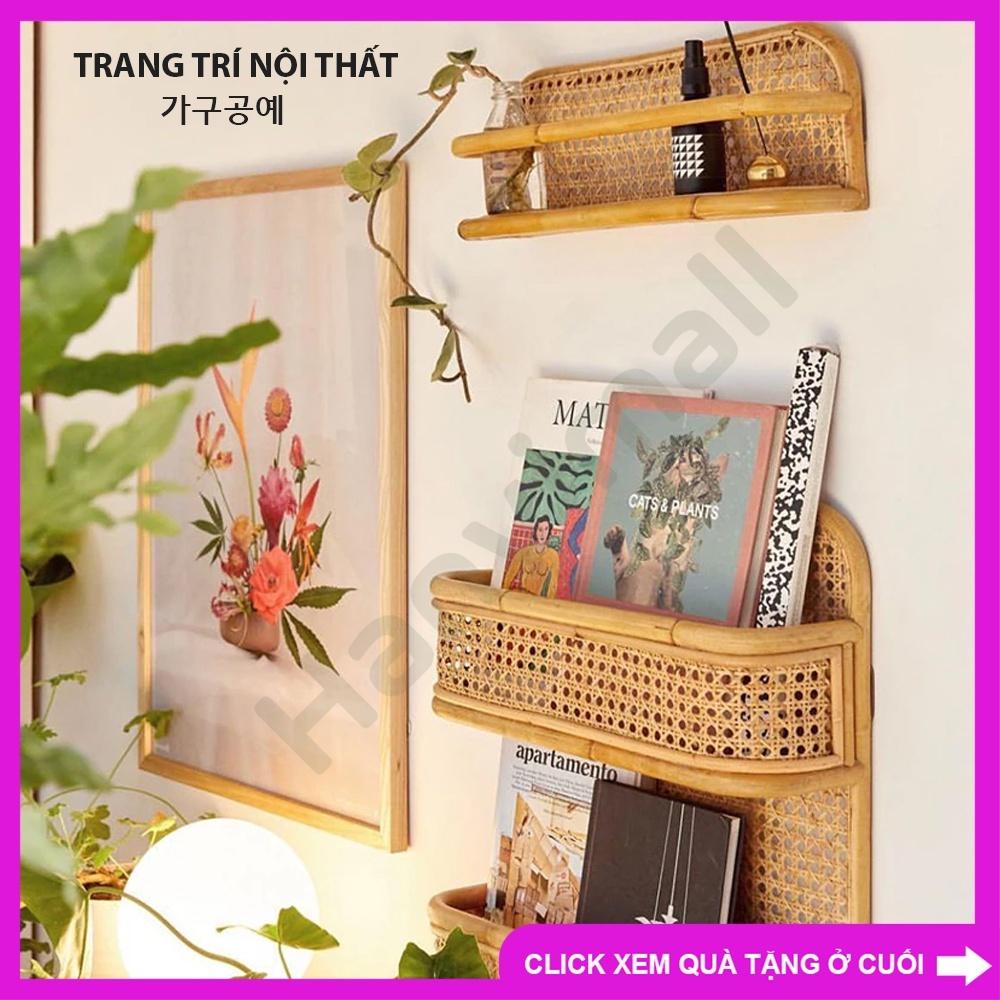 Kệ 2 tầng treo tường làm từ mây