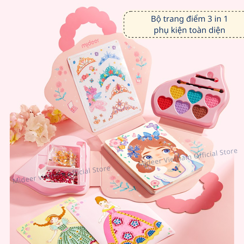 Bộ trang điểm thiết kế thời trang tổng hợp Mideer 3 trong 1 - Princess Fantasy Makeup - Dành cho bé gái từ 3 tuổi