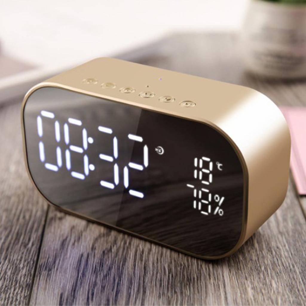 Wireless LED Mirror Surface Bluetooth Alarm Clock Speaker Table Clock for Home Office Decoration