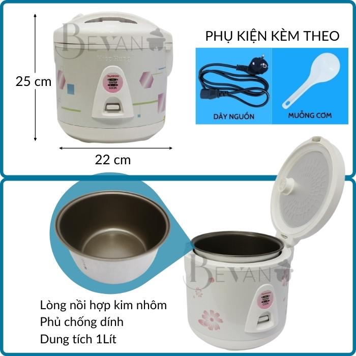 Nồi cơm mini hàng chính hãng Hiệp Hưng HH-635[giao theo màu ngẫu nhiên] Bevano, giá nồi cơm điện mini cơ 1L phù hợp với sinh viên và căn hộ nhỏ, phòng trọ tập thể