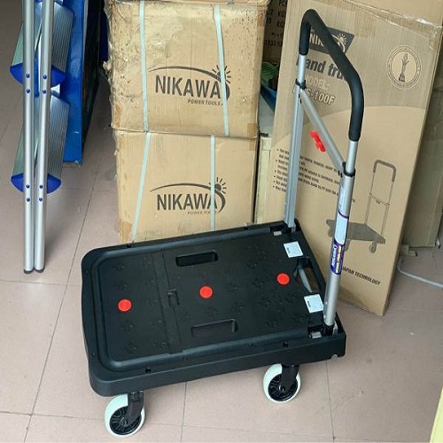 Xe đẩy hàng, xe kéo hàng Nikawa FWS-100F, 4 bánh, tải trọng 100kg, sàn nhựa.