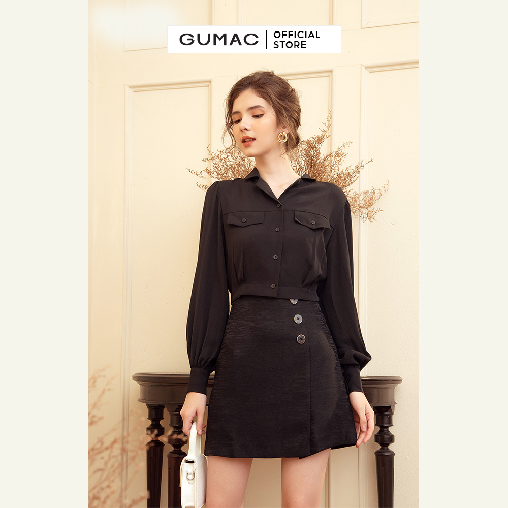 Áo croptop nữ GUMAC AB916 tay dài