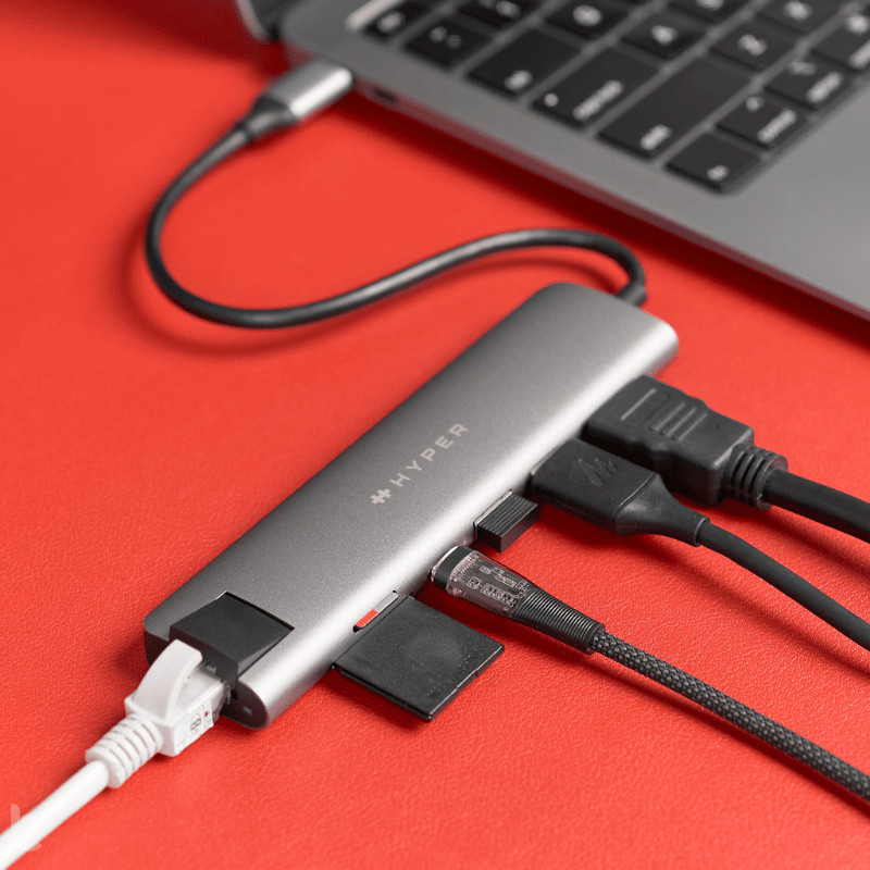 Cổng Chuyển Hyperdrive Slab 7 in 1 USB-C Hub For Macbook, Surface, PC &amp; Devices HD22H hàng chính hãng
