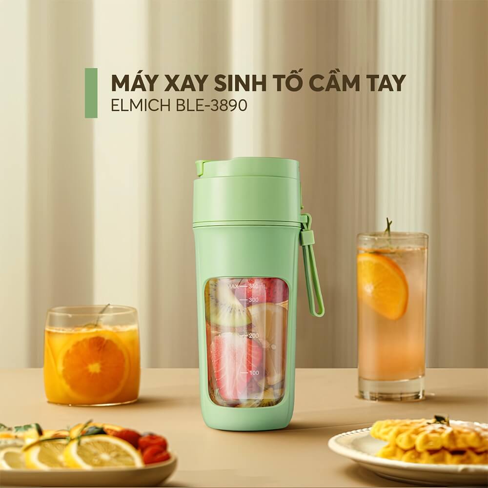 Máy xay sinh tố mini không dây Elmich BLE-3889 BLE-3890 340ml, Hàng chính hãng, chống thấm - JoyMall