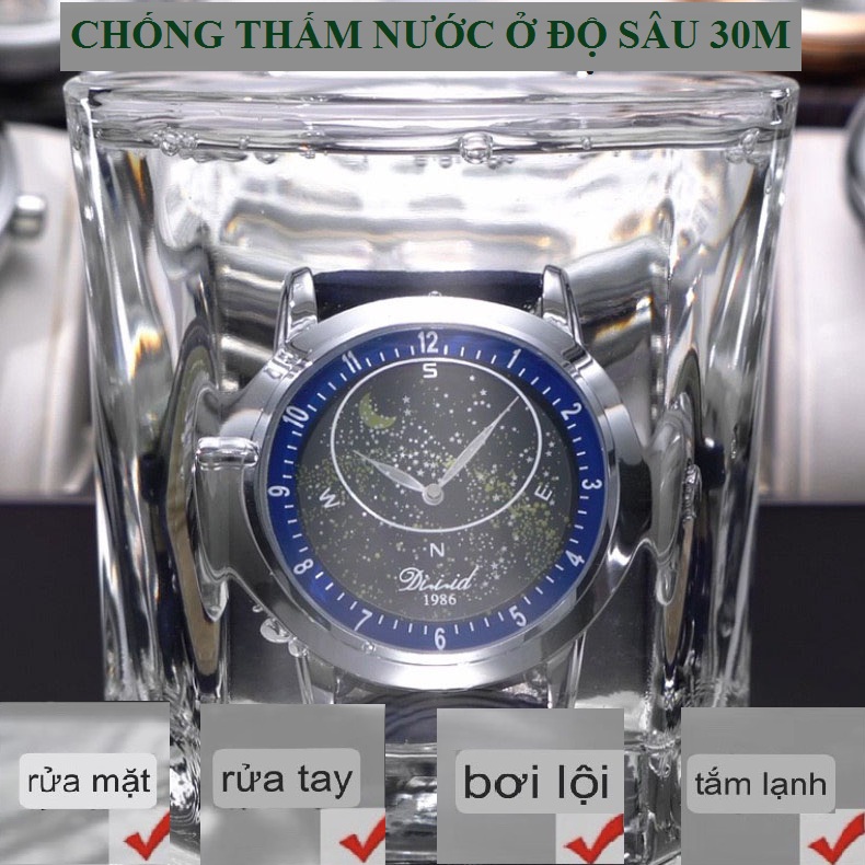 Đồng hồ cơ nam tự động DIZIZID Automatic chính hãng - Dây da cao cấp - Chống nước tốt - Thiết kế dải ngân hà dạ quang chuyển động độc đáo DZCTD99