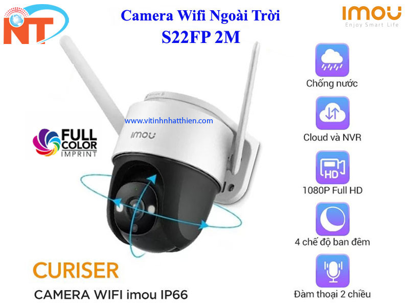 CAMERA WIFI IMOU NGOÀI TRỜI IPC S22FP IMOU 2M Full color Xoay 360 độ ĐÀM THOẠI 2 CHIỀU, Có Màu Ban Đêm - Hàng Chính hãng