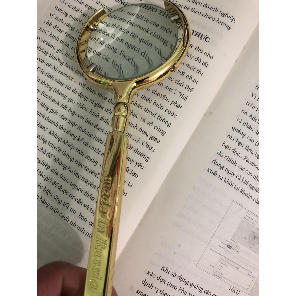 Kính lúp Magnifier Nga 70mm gọng inox 304 siêu bền đẹp vàng bóng sang trọng Hcm