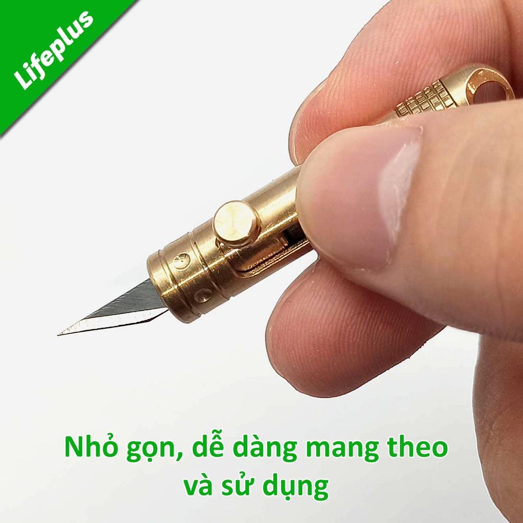 Dao khắc gỗ trổ giấy vỏ đồng thau mini 40mm treo móc khóa