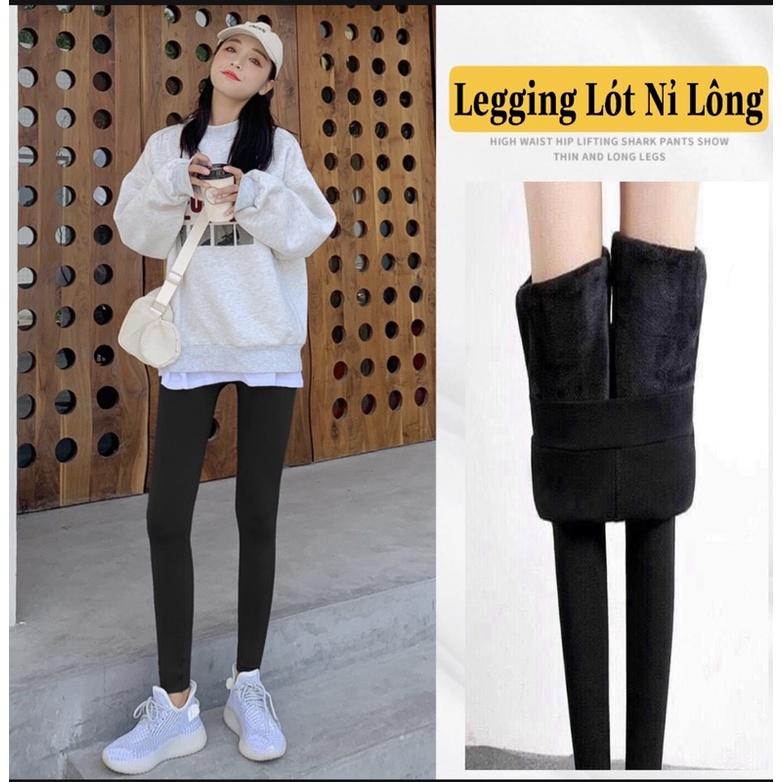 Quần Legging lót nỉ lông nữ dáng mùa đông siêu ấm