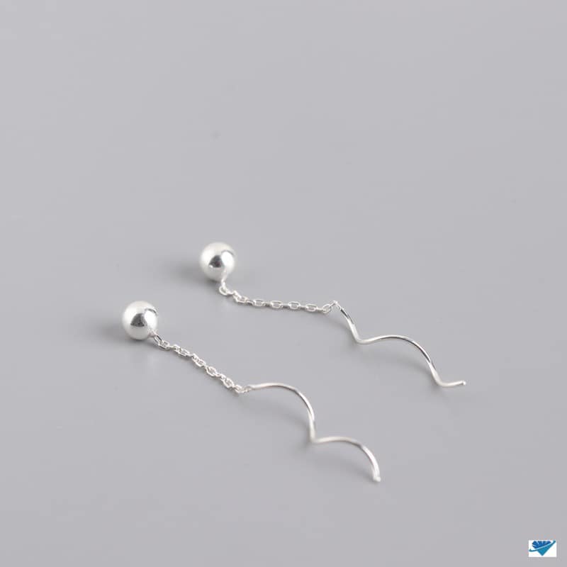 Bông tai bạc tua tròn chất liệu bằng bạc 925 MS0450