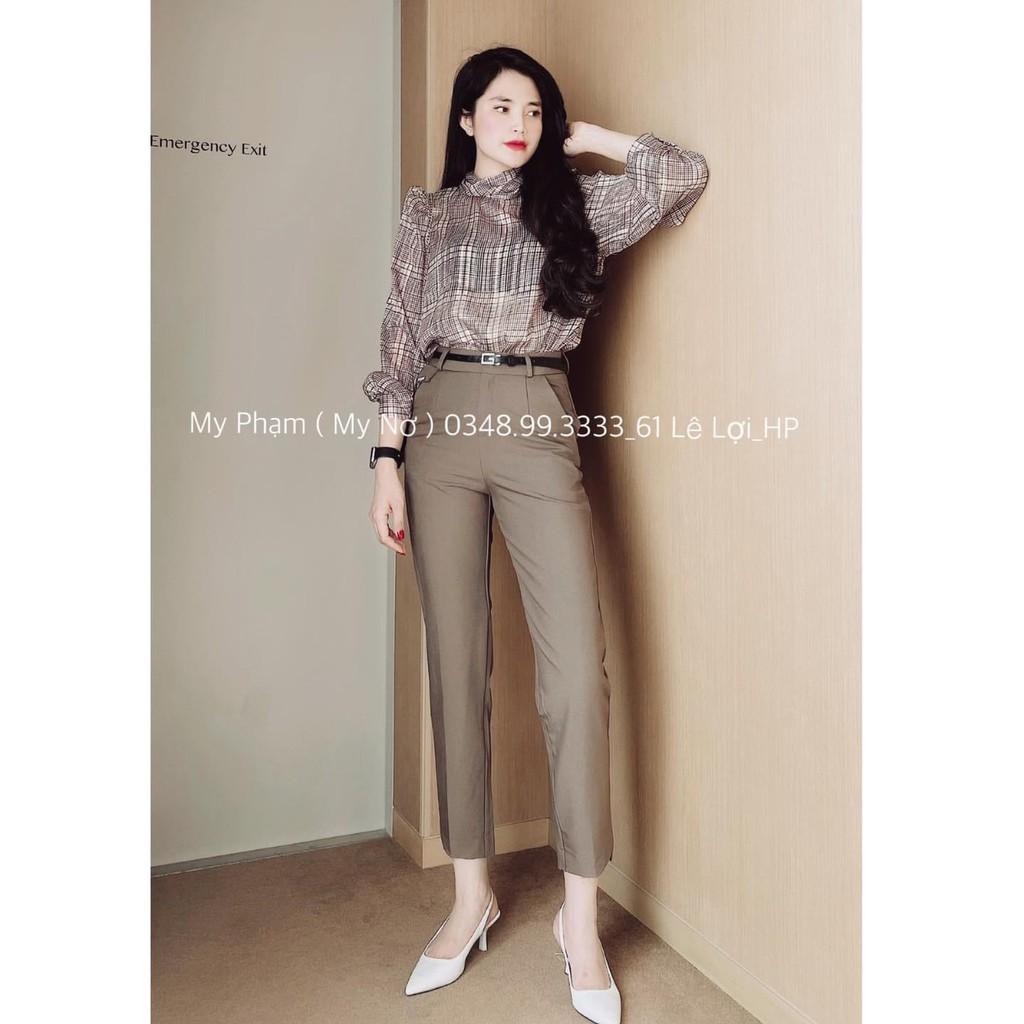 - ÁO SƠ MI DÀI TAY KẺ CỔ CAO HÀN QUỐC - CỰC HOT - HÌNH THẬT