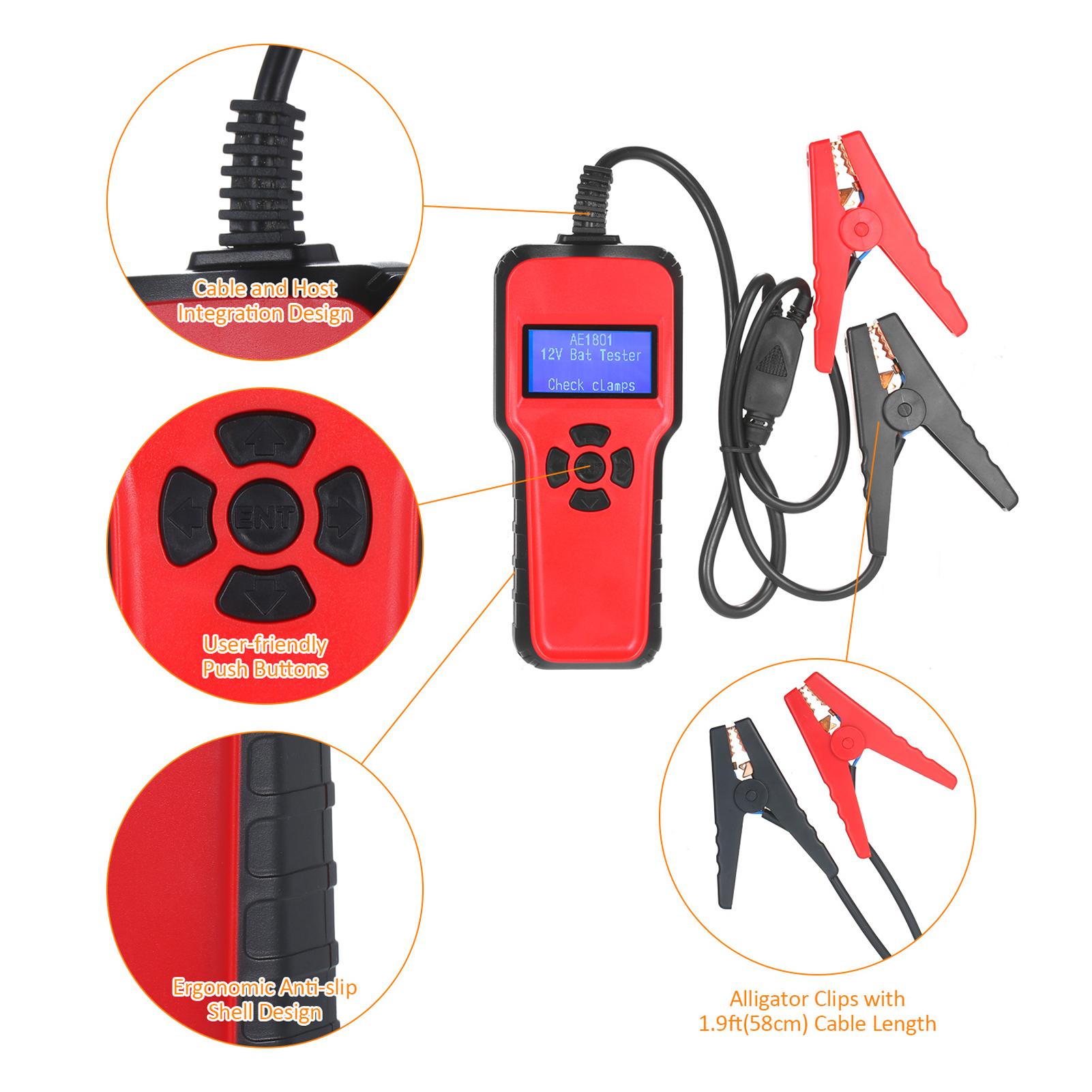 AE1801 Digital 12 V Battery Analyzer Car Battery Tester Battery Capacity Voltage Testing Device Voltage Resistance CCA Value Battery Condition Analyzing