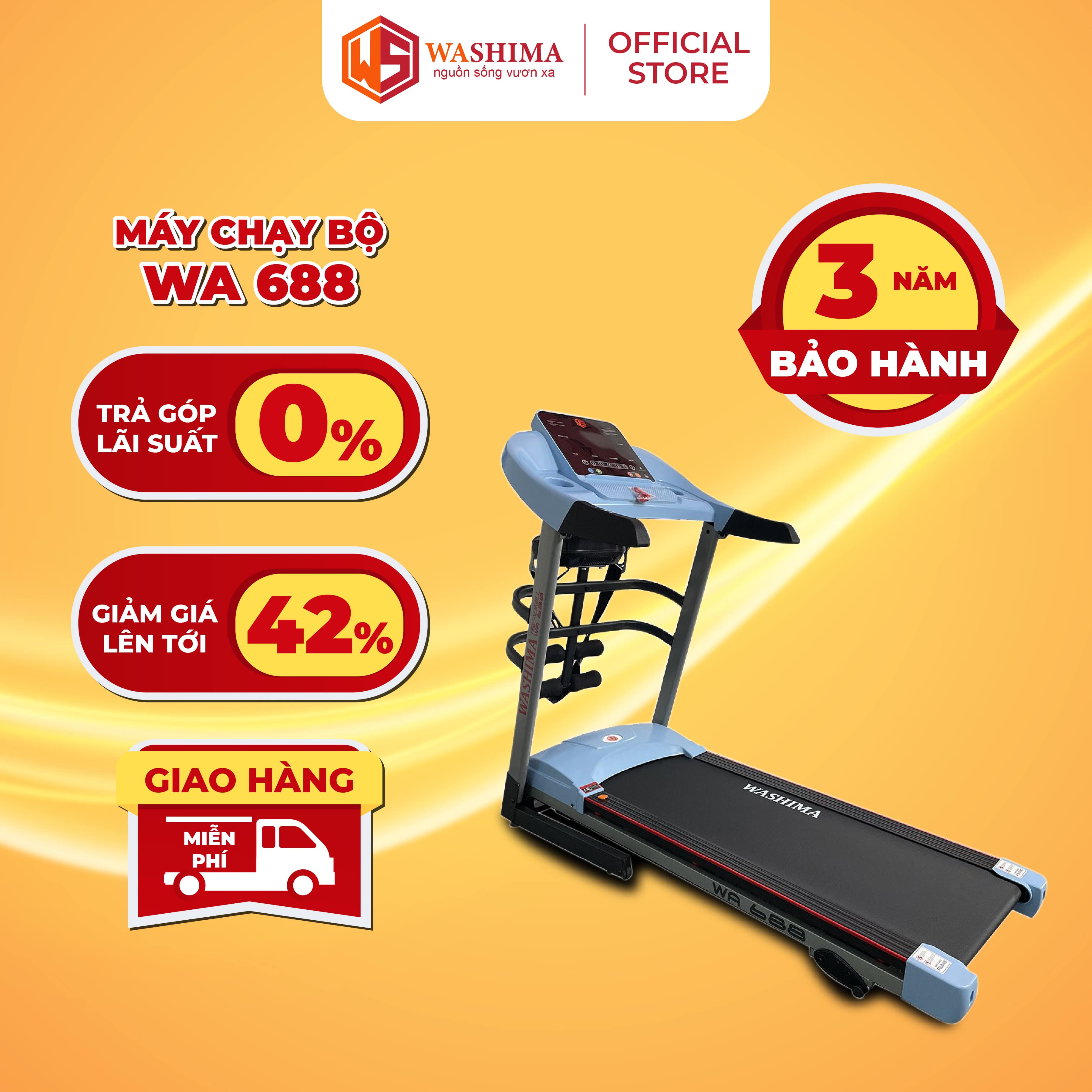 Máy Chạy Bộ tại nhà Washima WA-688 thế hệ mới giúp tăng cơ giảm mỡ hiệu quả