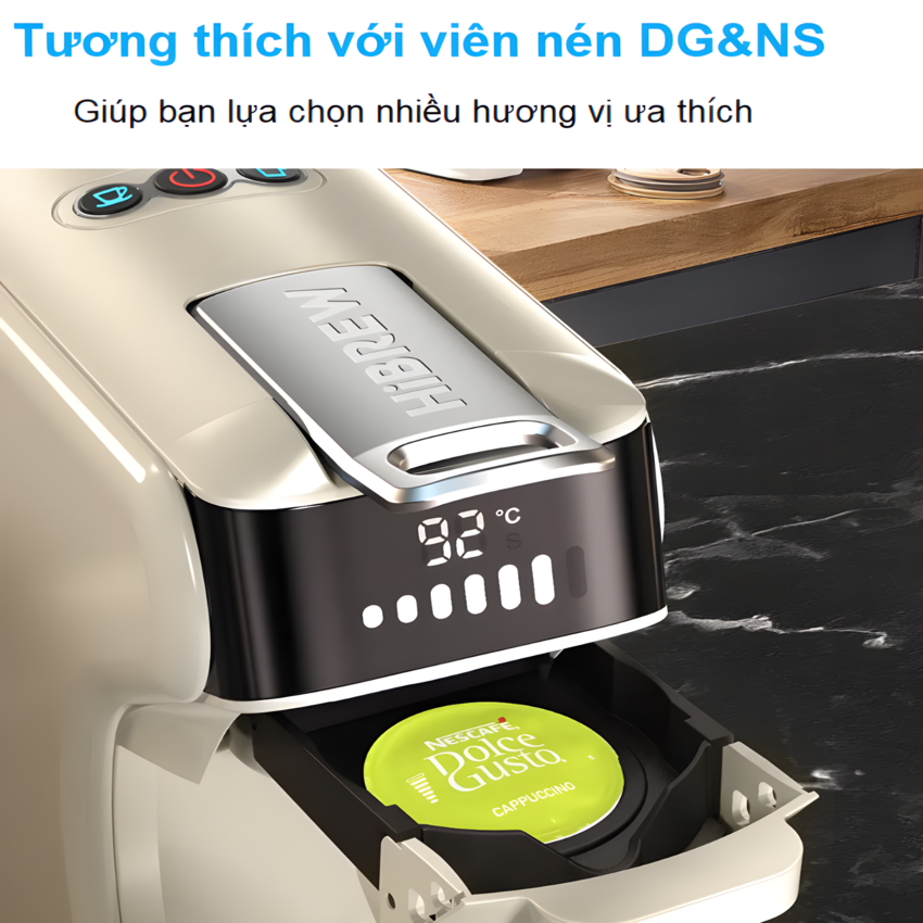 Máy pha cà phê 6 trong 1 Espresso, Viên Nén Nespresso, Nescafe Dolcegusto, Kcup, Túi ESE POD và Trà - Thương hiệu Mỹ cao cấp HiBREW H1B - Hàng Nhập Khẩu
