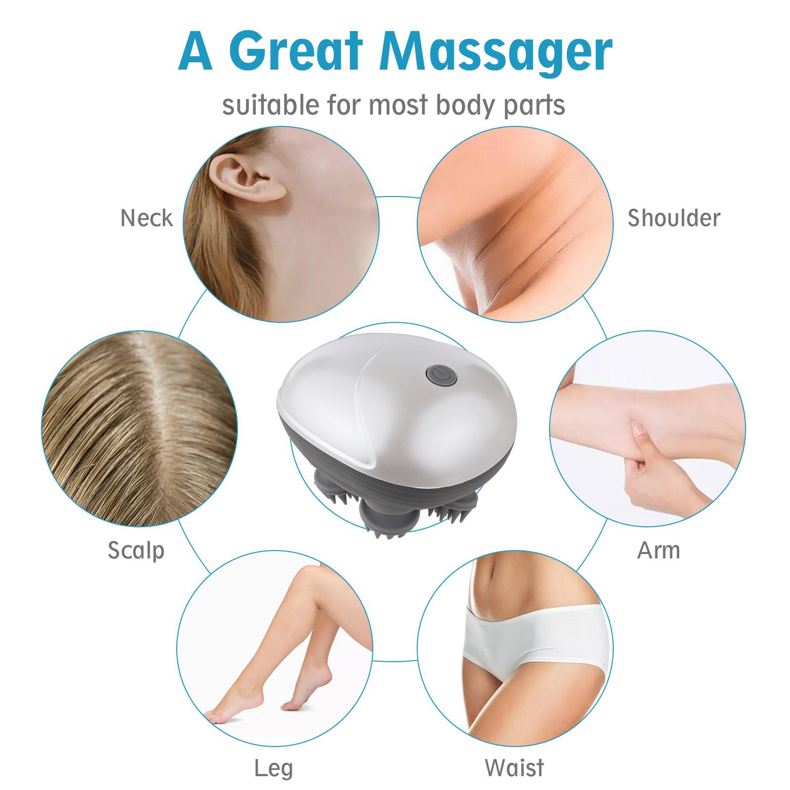 Electric Head Massagers Cordless Hair Scalp Massager with Kneading 6 Massage Nodes Handheld Scratcher