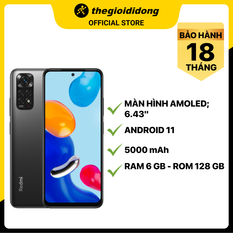 Điện thoại Xiaomi Redmi Note 11 (6GB/128GB) - Xám - Hàng chính hãng