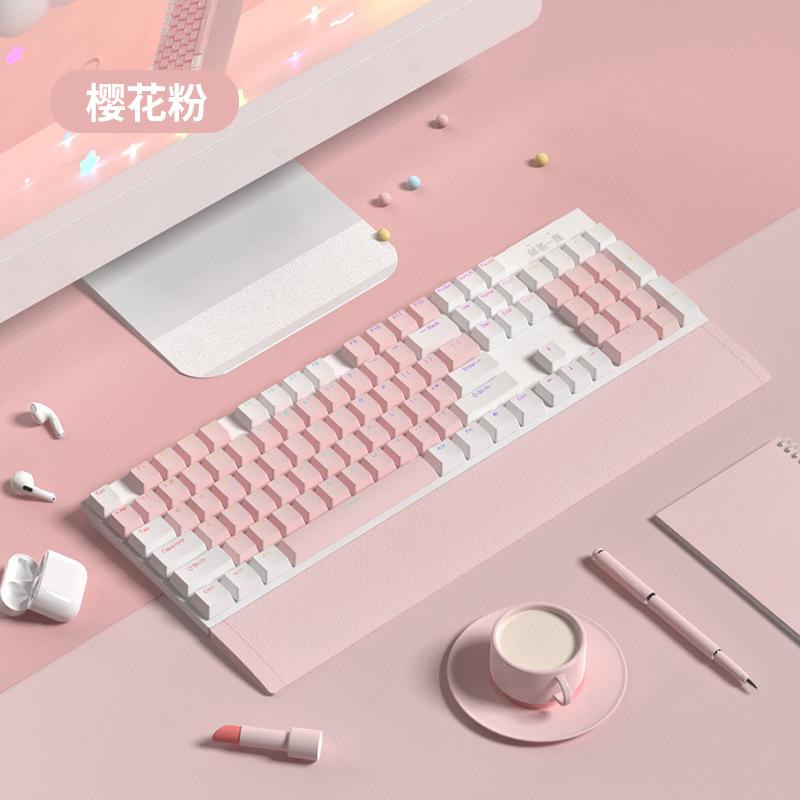 Giá thấp nhất bàn phím cơ có dây trò chơi thể thao điện tử bé gái nam máy tính để bàn không thể hỗ trợ máy tính trục xanh chống thấm nước