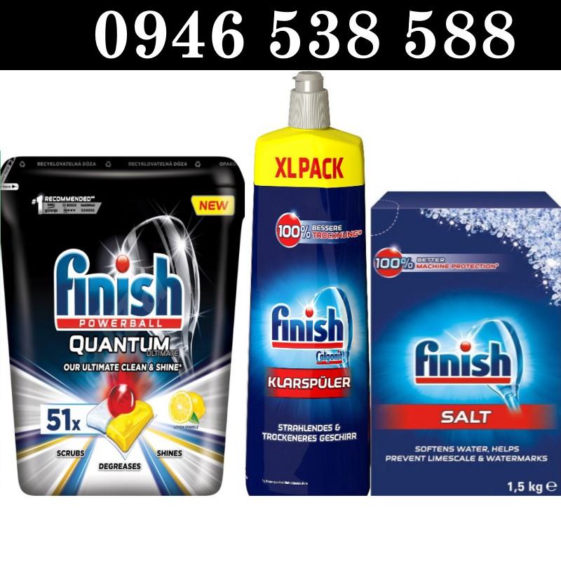 Combo Viên Finish quantum 51 viên + Muối Finish 1.5kg + Nước làm bóng bát Finish 750ml0