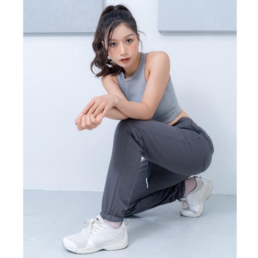 Quần jogger thể thao nữ Sporty - Lưng thun co giãn, hack dáng, phong cách thể thao, cạp chun cotton GINE STORE - VỚ TRẮNG