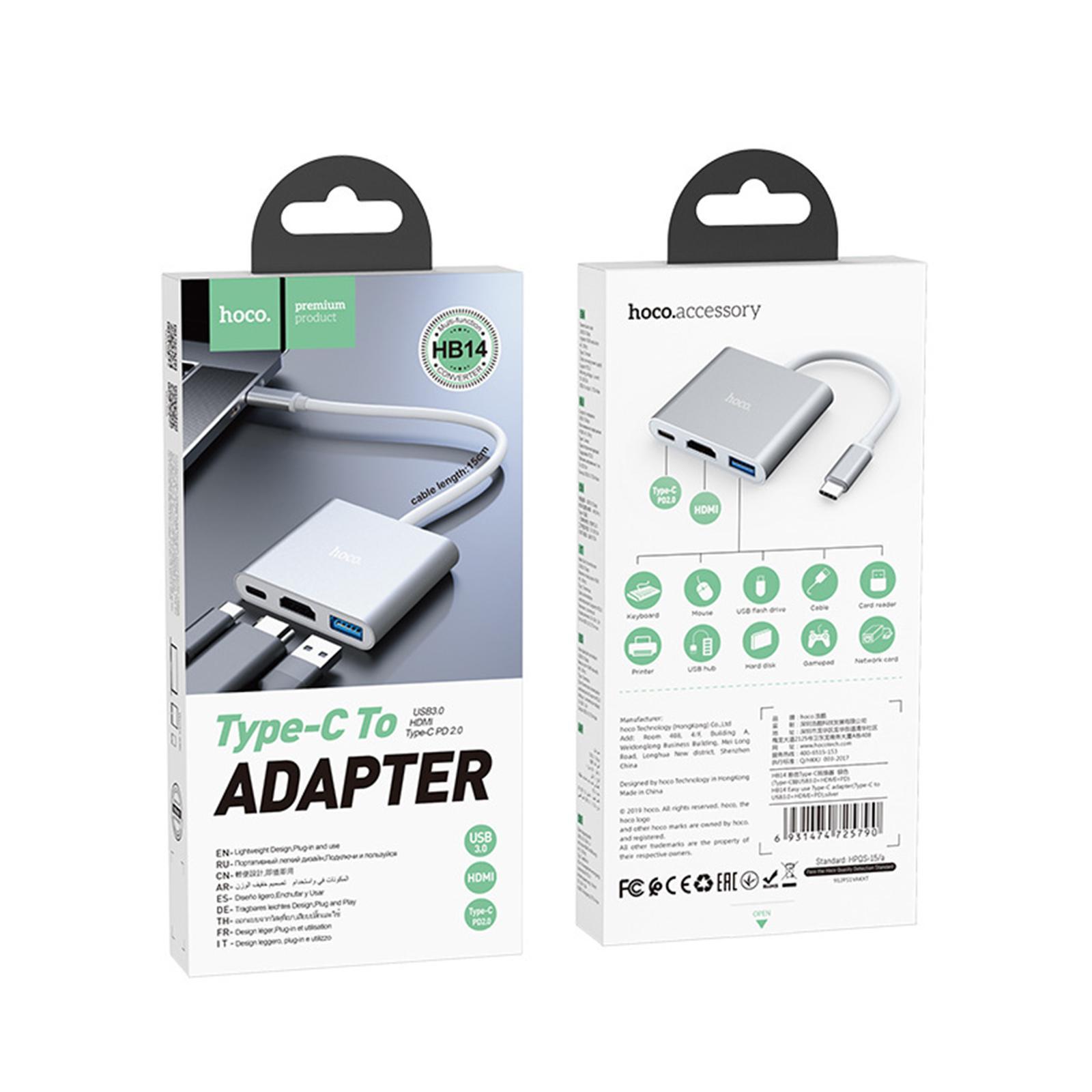 USB Type C to USB3.0 PD Charging Ports Adapter Converter Hub