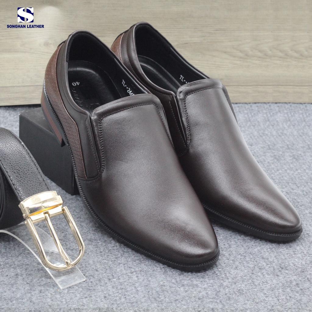 Giày Nam Công Sở Da Bò Nappa Khâu Tay Cao Cấp Songhan Leather SM01. Giày Lười Da Đế Cao Su– Bảo Hành 12 Tháng