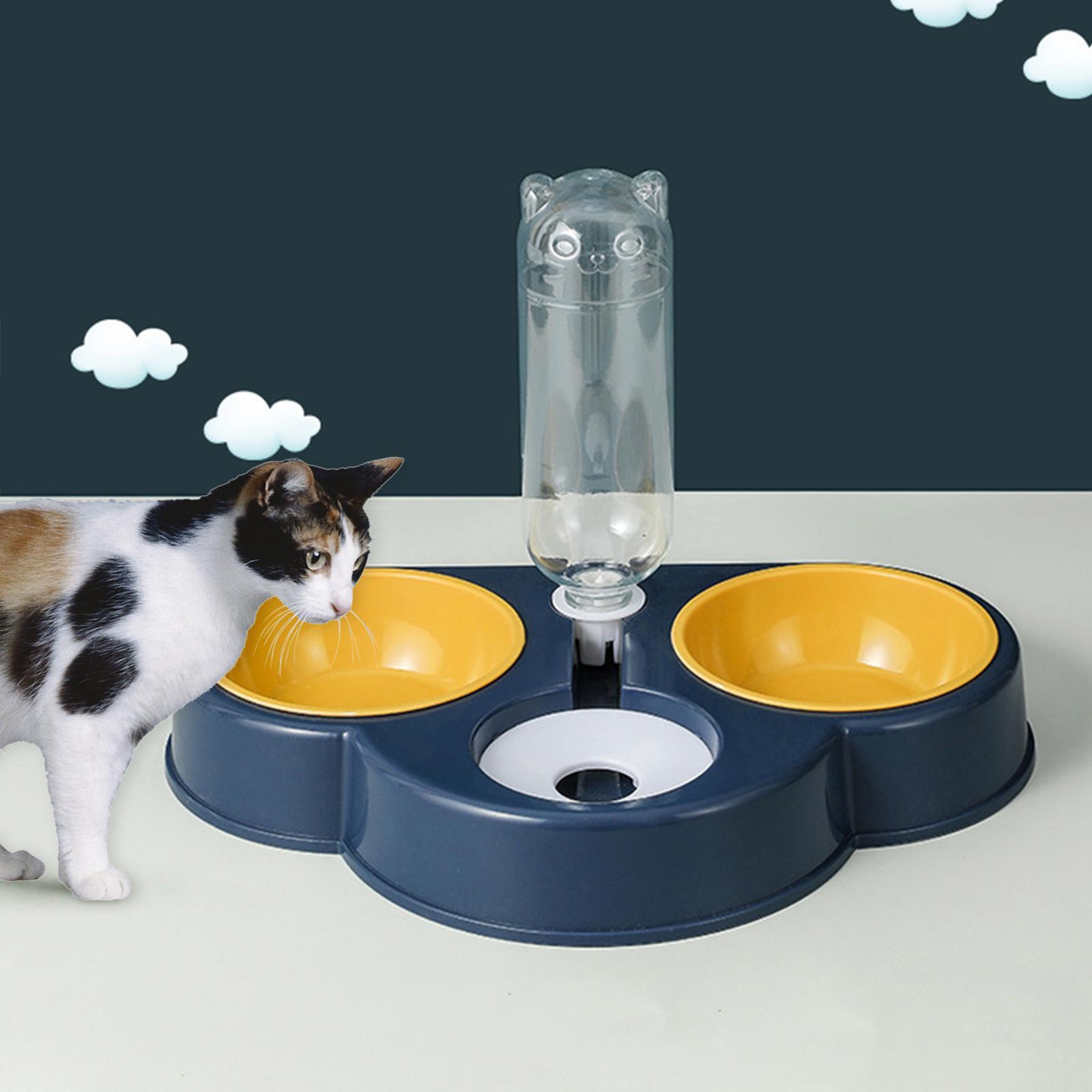Portable Automatic Feeder Dual Bowl Feeder Bowl Dish Food Dispenser