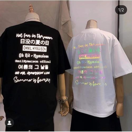 Áo thun oversize nam nữ in Phản Quang 7 màu OHNIL chất liệu vải tốt cotton M L XL màu đen Trumunisex aothununisex