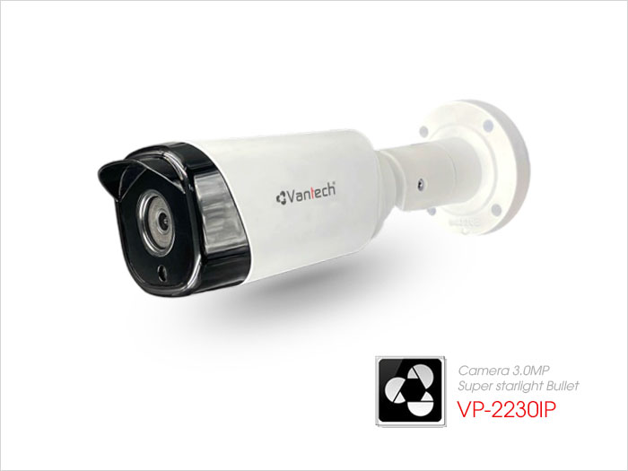 Vantech Camera 3.0MP Supper Starlight Bullet VP-2230IP / Hàng chính hãng