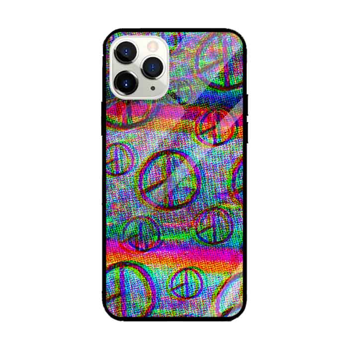 Ốp lưng kính cường lực cho iPhone 11 Pro Max Nền Peace Vòng Tròn - Hàng Chính Hãng