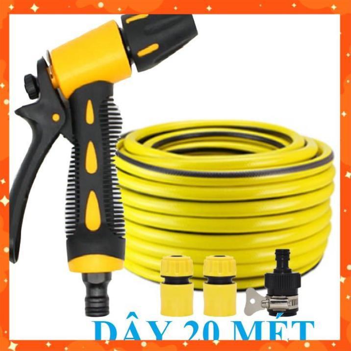 Bộ dây vòi xịt nước rửa xe, tưới cây . tăng áp 3 lần, loại 20m 206319 cút sập, nối đen