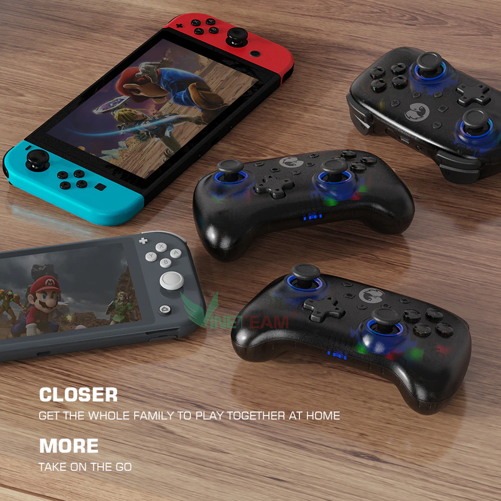 Tay Cầm Chơi Game Không Dây Gamesir T4 Mini Bộ Điều Khiển Chơi Game Dành Cho Nintendo Switch Apple Arcade và MFi Hỗ Trợ PC/ Android/ iOS Led Nhiều Màu -Hàng Chính Hãng