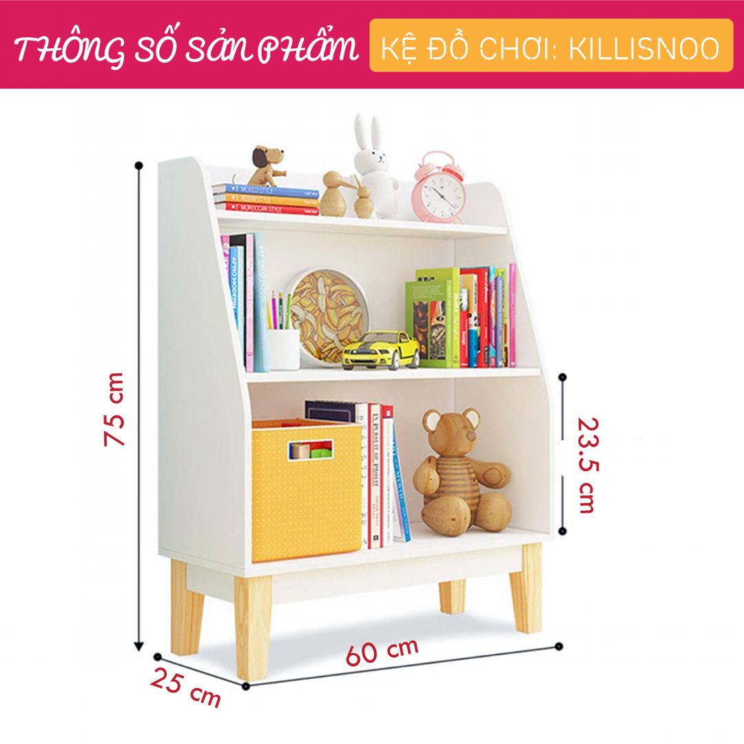 Kệ để đồ chơi cho bé SMLIFE Killisnoo | Gỗ MDF dày 17mm chống ẩm | D60xR25xC75cm