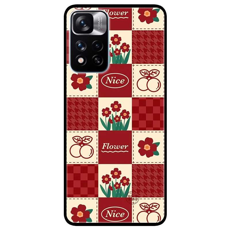 Ốp lưng dành cho Xiaomi Redmi Note 11 Pro  mẫu Hoa Ô Vuông Đỏ