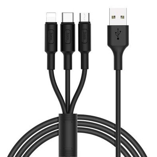 Cáp sạc nhanh Hoco X25 dây tròn dẻo kết nối Type-C/Micro/iPhone dài 100CM cho Smartphone - Hàng chính hãng