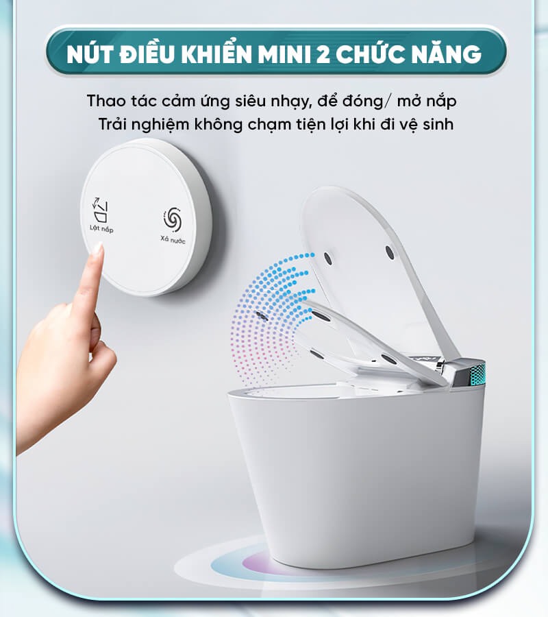 Bồn Cầu Thông Minh EVA Tự Động Đóng Mở Nắp, Toilet Điện Tử Xịt Rửa Tự Động và Bồn Cầu Xả Nước Tự Động (Mã G5)