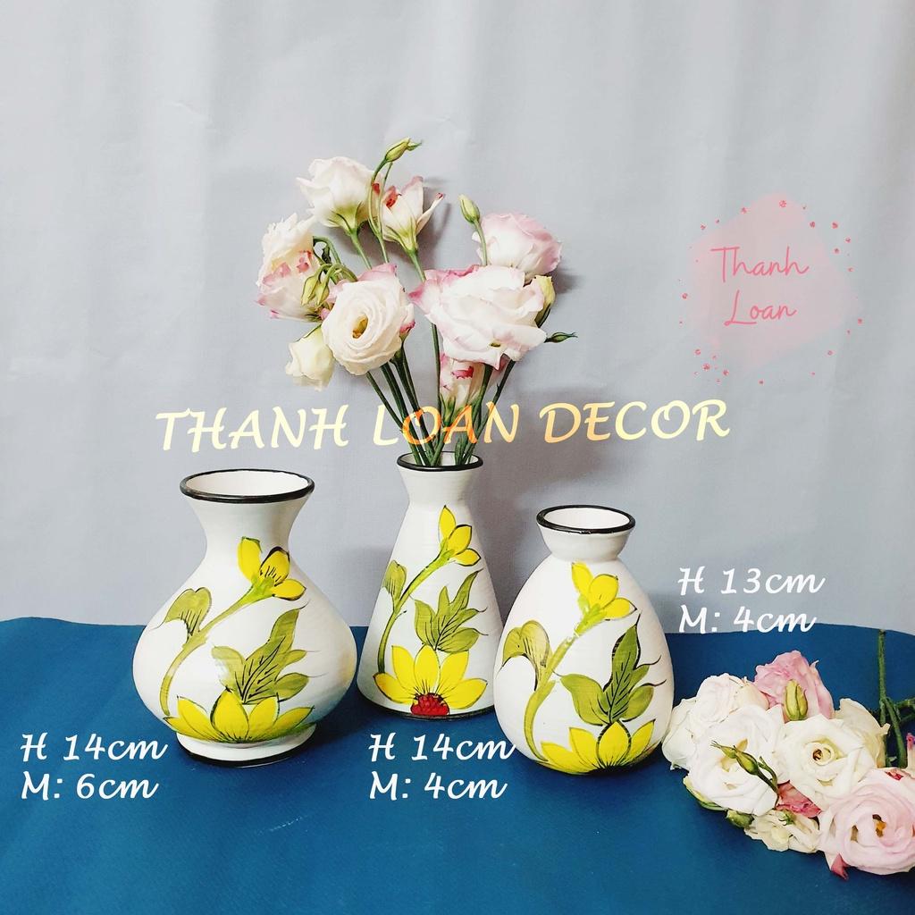 Bình hoa gốm Bát Tràng nhỏ xinh - Bộ lọ hoa mini nhiều họa tiết - Hàng thủ công vẽ tay men mát - Nhiều mẫu