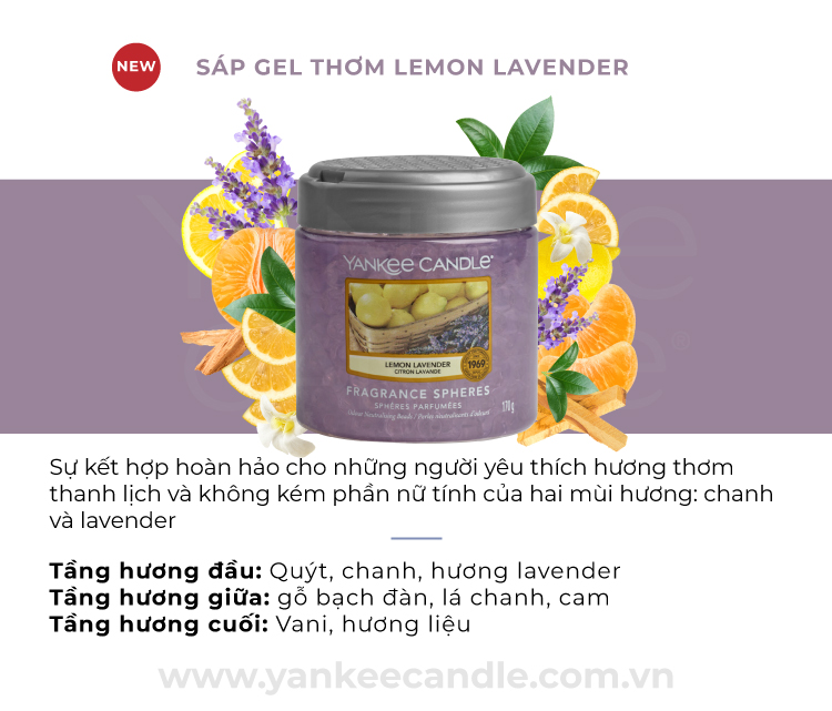 Sáp Gel Thơm Yankee Candle - Lemon Lavender (170g)