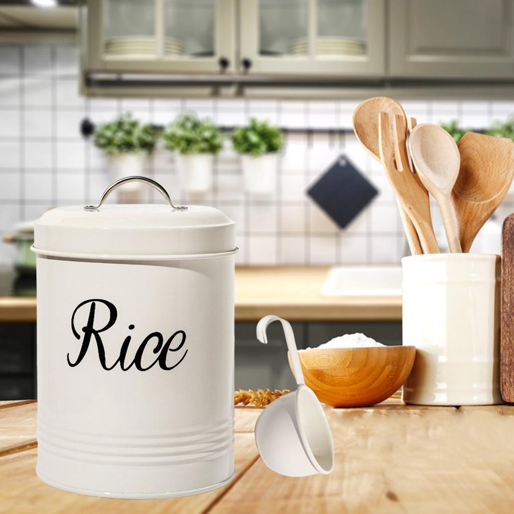 Rustic   Flour Rice Storage Tin Canister 3L Container