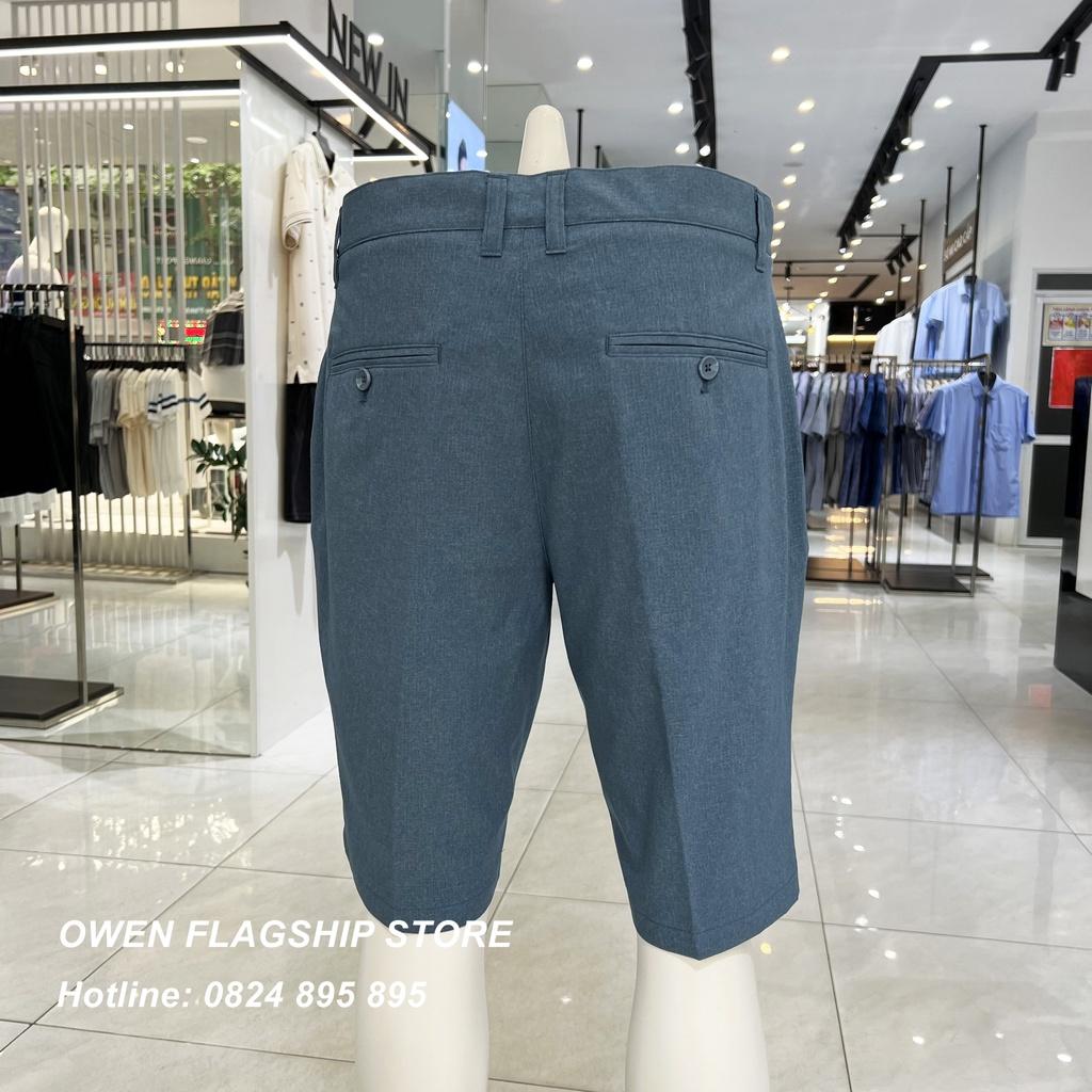 Quần short tây nam owen sợi Nano thoáng mát màu xanh nhạt SW231424