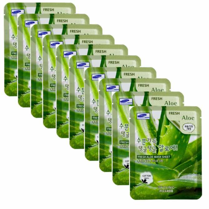 Bộ 10 gói mặt nạ dưỡng ẩm da chiết xuất nha đam 3W Clinic Fresh Aloe Mask Sheet 23ml X 10