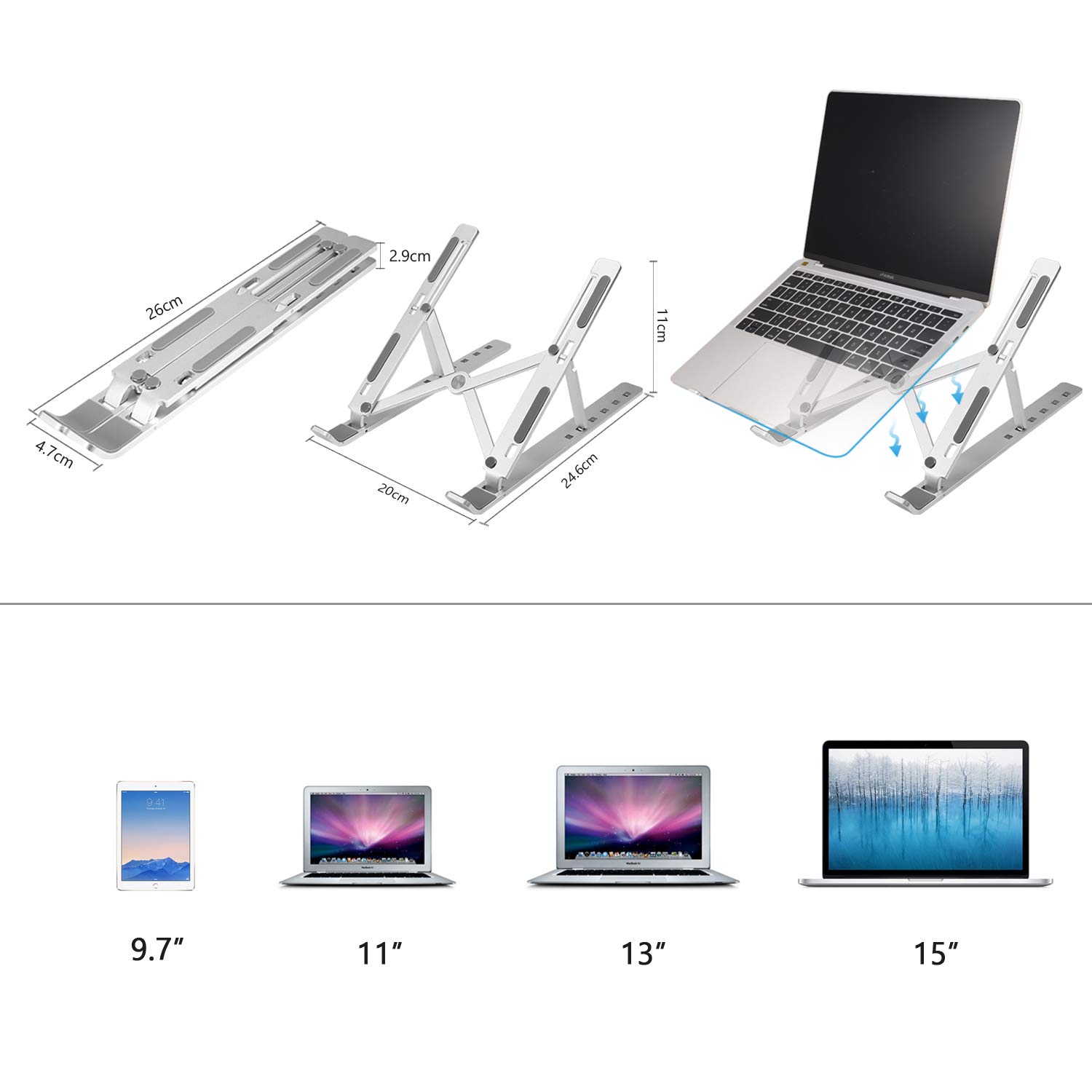 Giá Đỡ Laptop, Máy Tính Bảng Hợp Kim Nhôm 6 Mức Điều Chỉnh Chiều Cao Thông Thoáng Hỗ Trợ Tản Nhiệt Hàng Chính Hãng Tamayoko