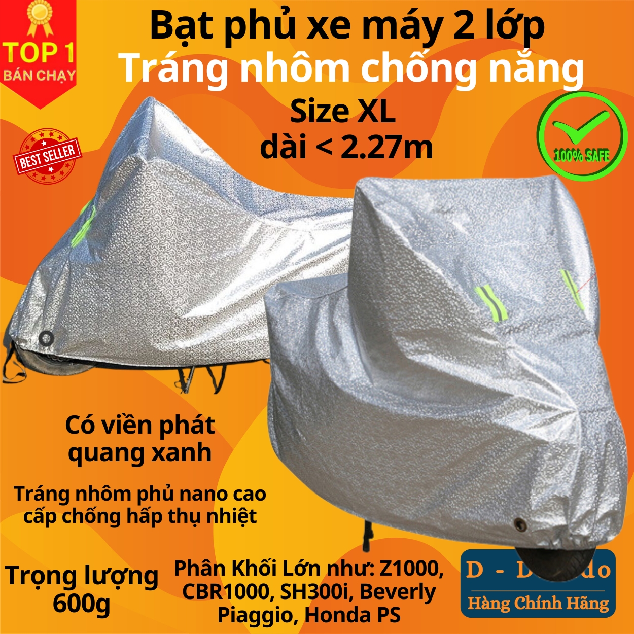 Bạt Phủ Áo Trùm Xe Máy Vải Dù Che Mưa Nắng Thời Tiết Khắc Nghiệt Loại Lớn Cho Dòng Xe Tay Ga - Xe Số Thông Dụng