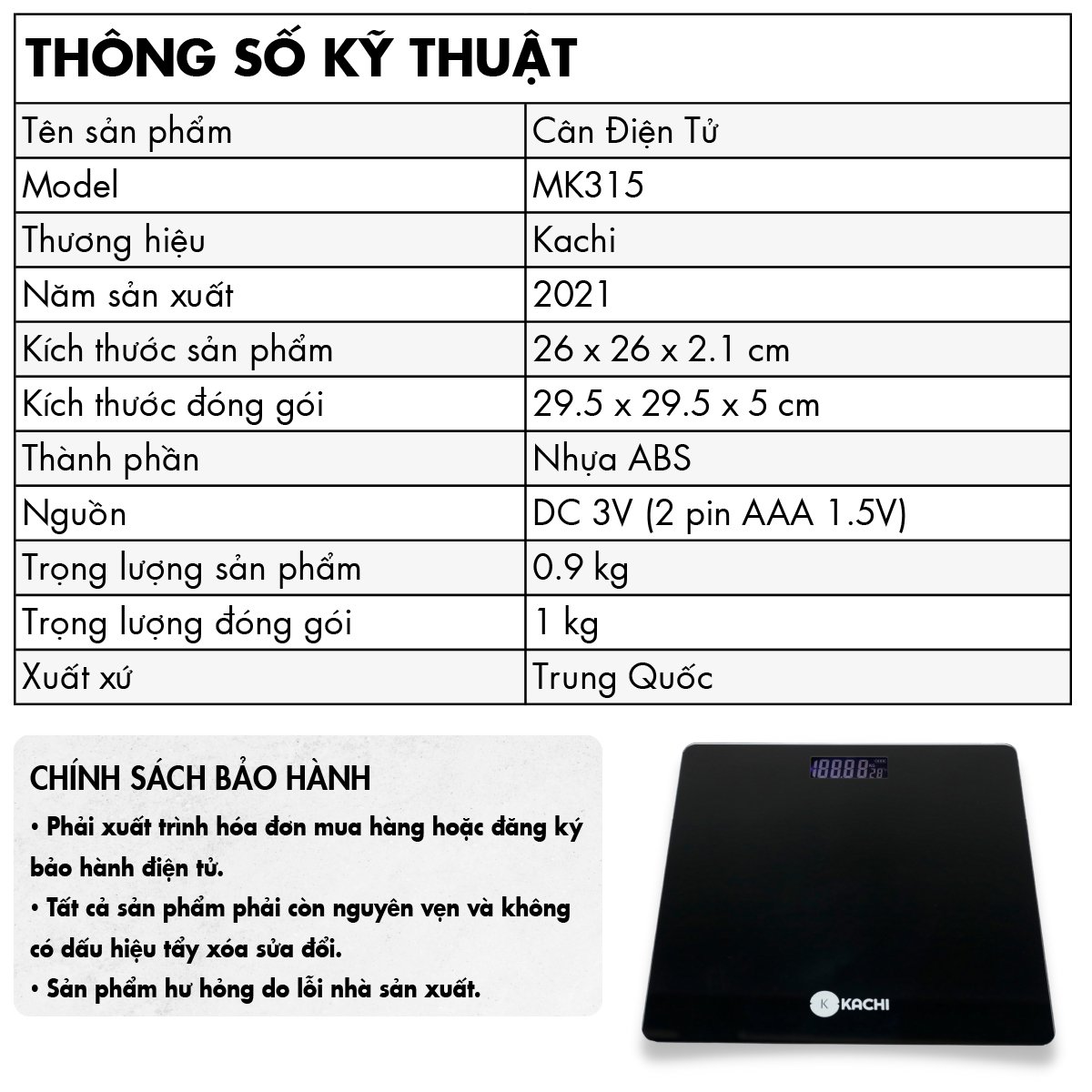 Cân Điện Tử thông minh Kachi MK315 - Hàng chính hãng