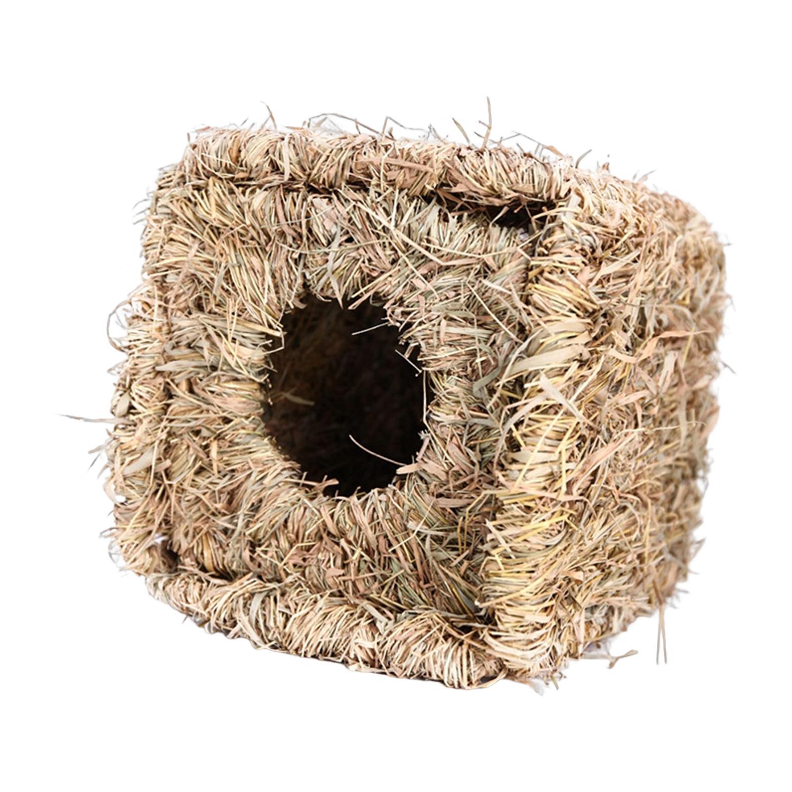 Hand Woven Small Animals Cage Nest Chewing Foldable Nesting Hideaway Sleeping Mat Nest Bed for Chinchilla Small Animals Squirrel Bunny Sleep