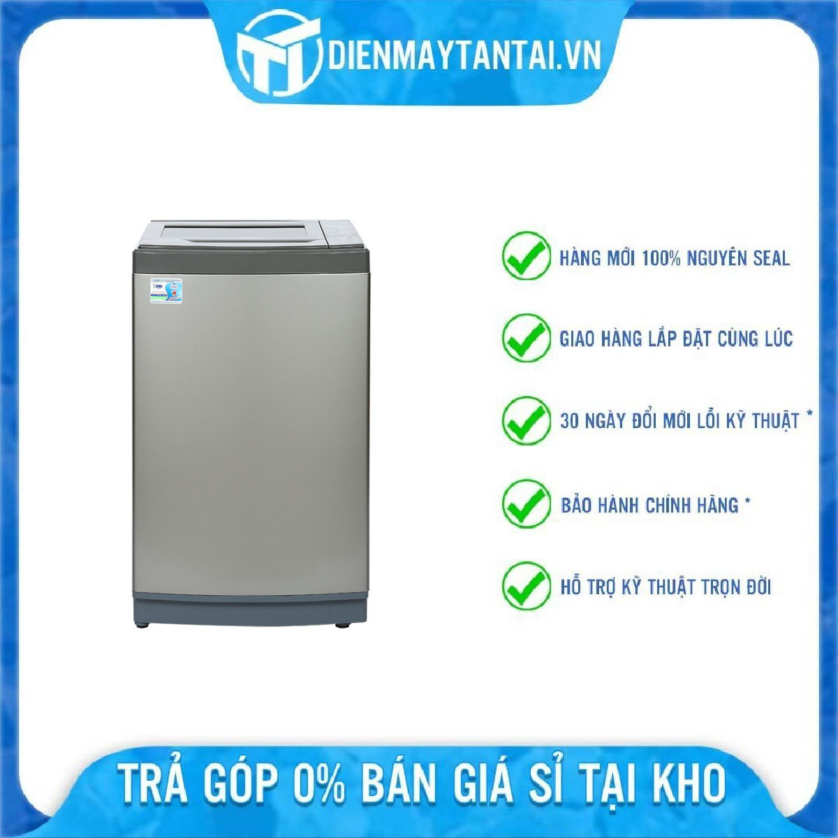 Máy giặt cửa trên Aqua 8kg AQW-KS80GT.S - Hàng chính hãng - Chỉ giao HCM, Hà Nội, Đà Nẵng, Hải Phòng, Bình Dương, Đồng Nai, Cần Thơ