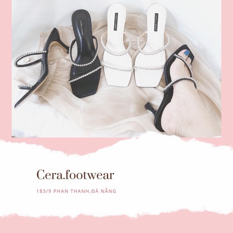 GUỐC 2 QUAI ĐÁ GÓT NHỌN CAO 6 PHÂN SÁNG LẤP LÁNH- G03