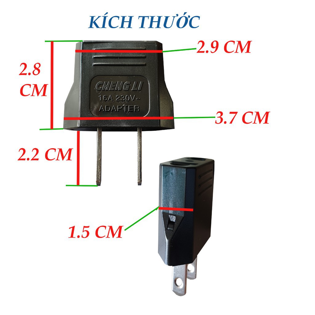 Phích cắm chuyển đổi chân cắm từ tròn ra dẹp Chengli