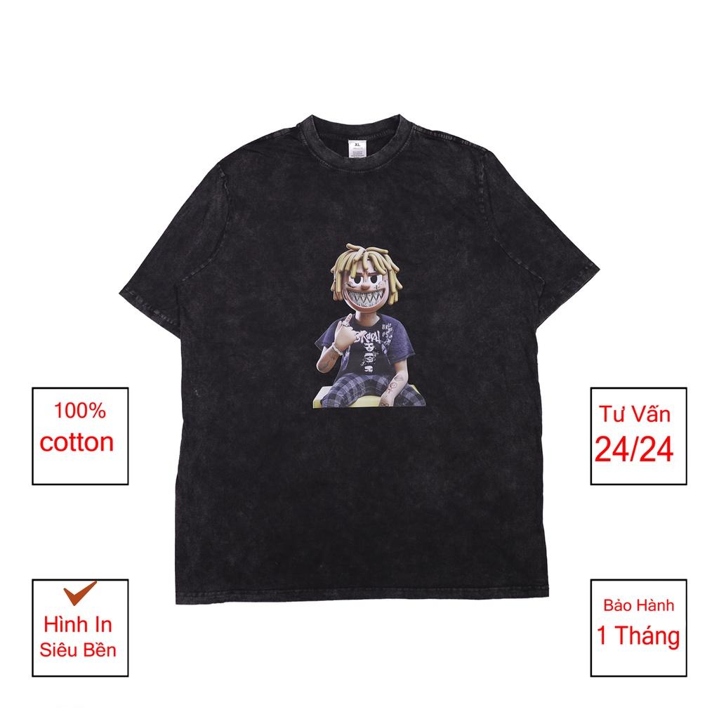 Áo thun nam nữ Hiphop loang đen tay lỡ chất liệu vải 100% cotton cao cấp dáng unisex